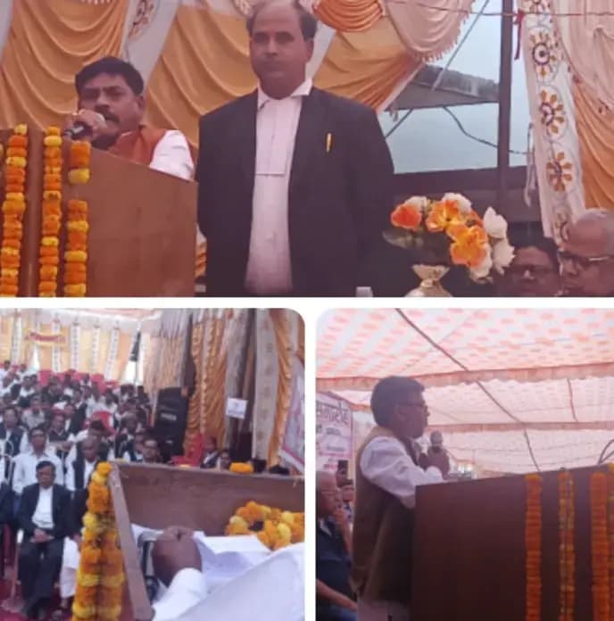 शपथ ग्रहण - बार, ब्रैंच, संगठन व सरकार के समन्वय सें बदलेगी कोर्ट परिसर की तस्वीर - संजीव गौड़ राज्य मंत्री व जिला अध्यक्ष नंदलाल गुप्ता