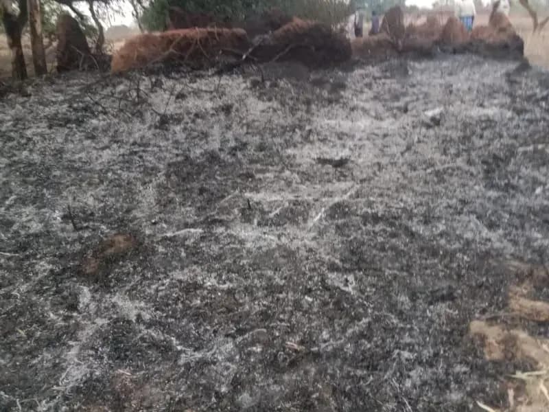 भीषण आग से कच्चा मकान जलकर खाक, विधवा महिला सहित चार बच्चों का परिवार हुआ बेघर।