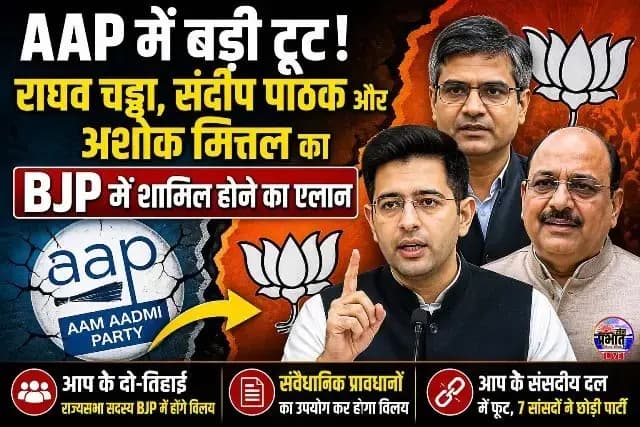 AAP में बड़ी टूट का दावा: राघव चड्ढा सहित कई सांसदों के BJP में शामिल होने की घोषणा