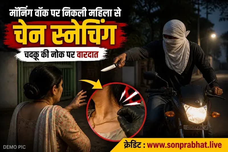 वारदात:मॉर्निंग वॉक पर निकली महिला से चाकू की नोक पर चेन स्नैचिंग, बाइक सवार बदमाश फरार