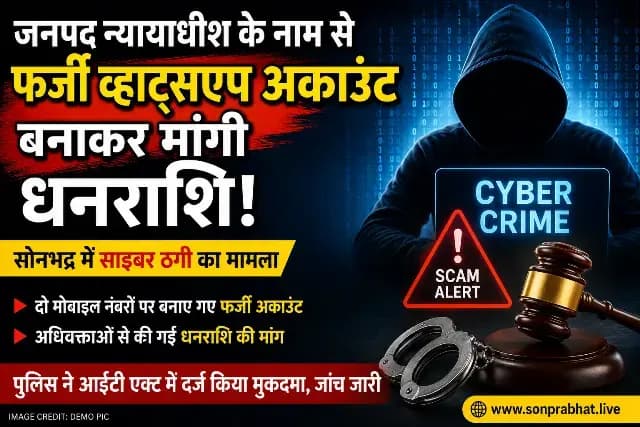Sonbhadra News : जनपद न्यायाधीश के नाम से फर्जी व्हाट्सएप अकाउंट बनाकर मांगी गई धनराशि, आईटी एक्ट में मुकदमा दर्ज. 
