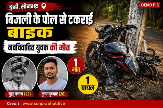 सड़क हादसा: बिजली के पोल से टकराई बाइक, नवविवाहित युवक की मौत