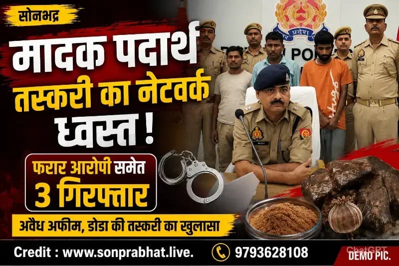 सोनभद्र पुलिस को बड़ी सफलता: मुठभेड़ के बाद फरार तस्कर समेत तीन वांछित आरोपी गिरफ्तार