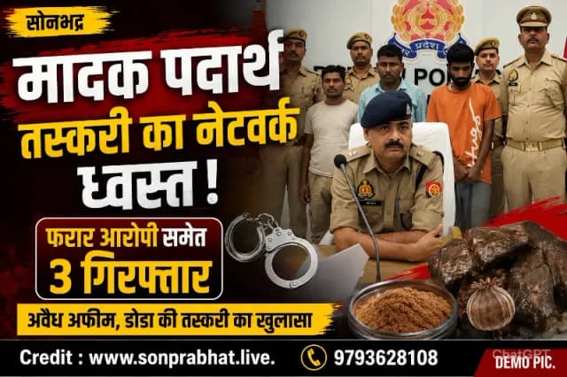 सोनभद्र पुलिस को बड़ी सफलता: मुठभेड़ के बाद फरार तस्कर समेत तीन वांछित आरोपी गिरफ्तार