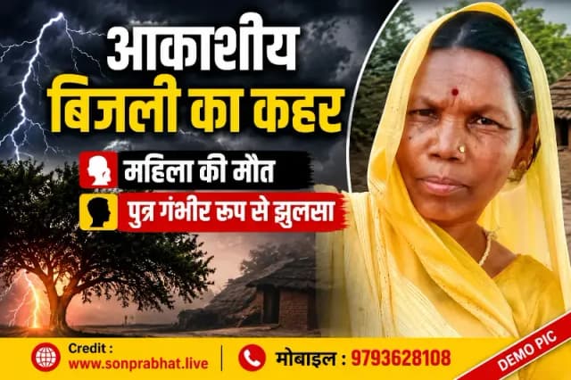 आकाशीय बिजली का कहर: पेड़ के नीचे बैठे मां-बेटे पर गिरी बिजली, मां की मौत, पुत्र गंभीर