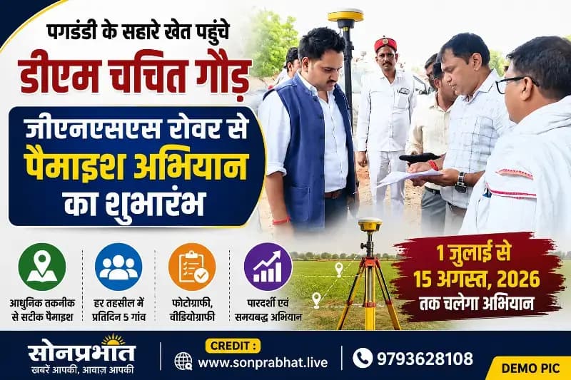 पगडंडी से खेत तक पहुंचे डीएम चर्चित गौड़, जीएनएसएस रोवर तकनीक से विशेष पैमाइश अभियान का किया शुभारंभ
