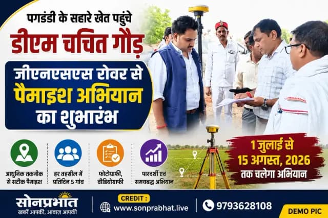 पगडंडी से खेत तक पहुंचे डीएम चर्चित गौड़, जीएनएसएस रोवर तकनीक से विशेष पैमाइश अभियान का किया शुभारंभ