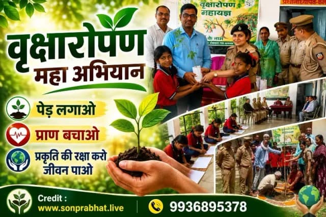 पेड़ है तो प्राण है" अभियान के तहत कंपोजिट विद्यालय रौप में पौधरोपण, बच्चों ने पेंटिंग से दिया पर्यावरण संरक्षण का संदेश