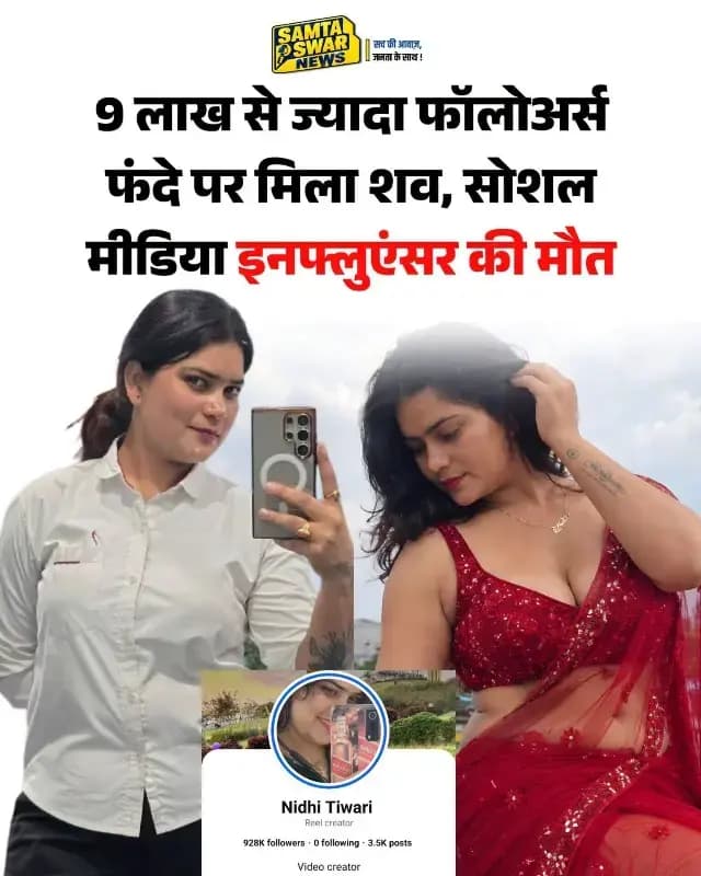 Crime news:सोशल मीडिया इन्फ्लुएंसर निधि तिवारी की मौत, आखिरी पोस्ट में लिखा- खुद से प्यार करो