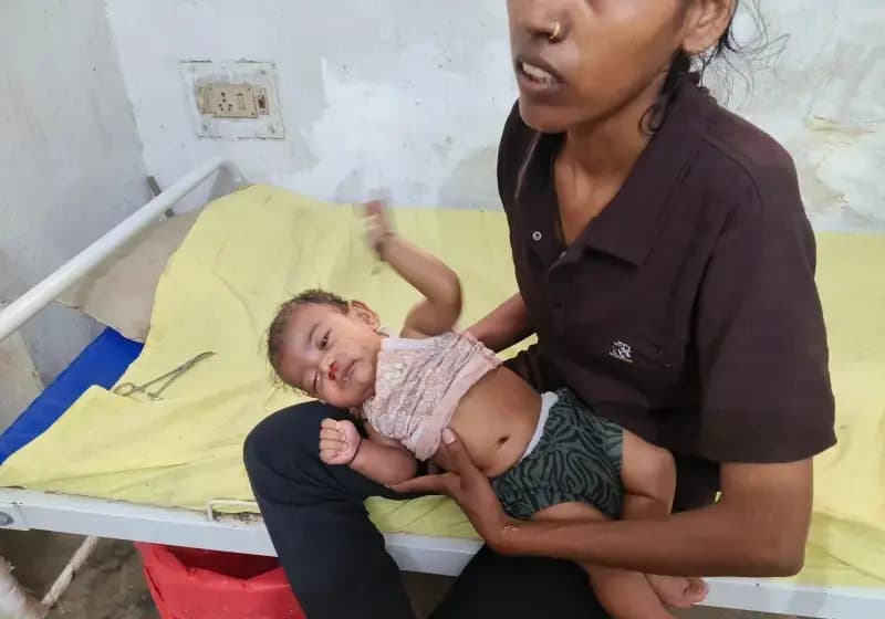 क्लेचर निगलने से तीन माह के मासूम की हालत बिगड़ी, अस्पताल ले जाते समय निकला