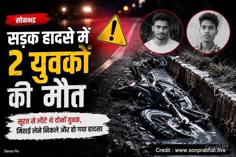 सूरत से घर लौटे दो युवकों की सड़क हादसे में मौत, अनियंत्रित बाइक नाले के गड्ढे में गिरी