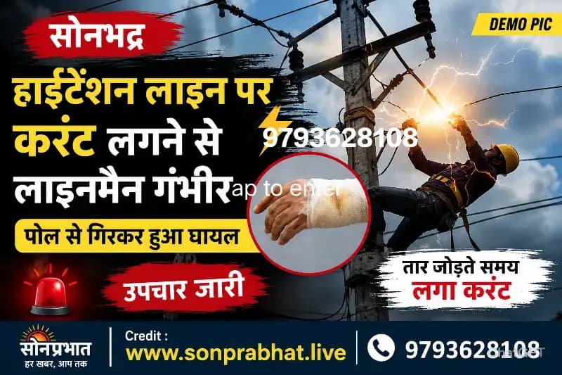 हाईटेंशन लाइन पर कार्य के दौरान करंट लगने से लाइनमैन गंभीर, पोल से गिरकर हुआ घायल