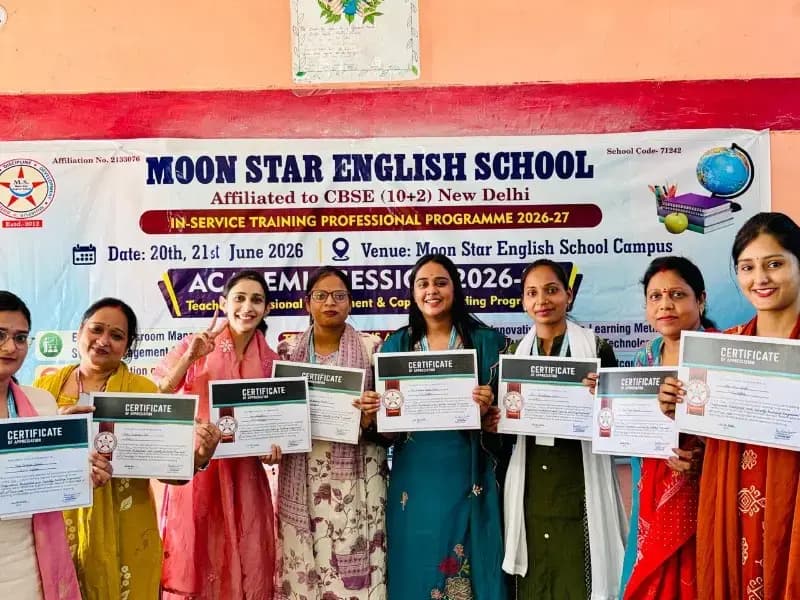 म्योरपुर : अंतरराष्ट्रीय योग दिवस मनाते हुए मून स्टार इंग्लिश स्कूल में संपन्न हुआ दो दिवसीय व्यावसायिक विकास एवं क्षमता संवर्धन कार्यक्रम ।