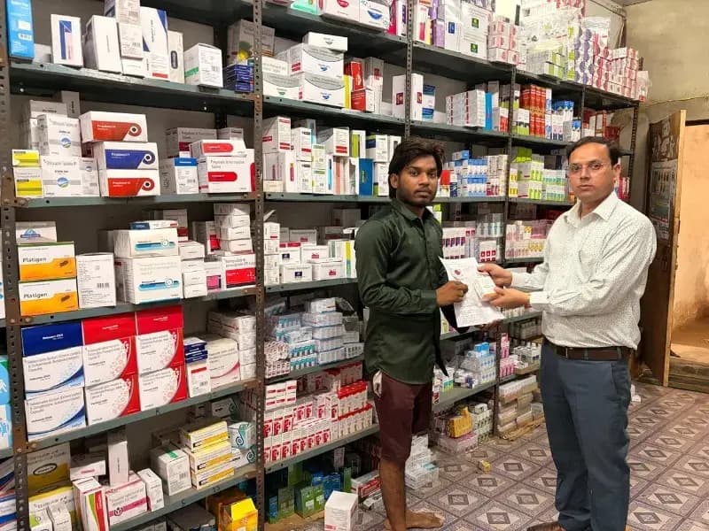 अनपरा में मेडिकल एजेंसियों पर प्रशासन की छापेमारी, संदिग्ध दवाओं के नमूने लिए गए