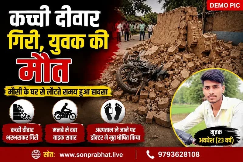 कच्ची दीवार ढहने से बाइक सवार युवक की मौत, परिवार में मचा कोहराम
