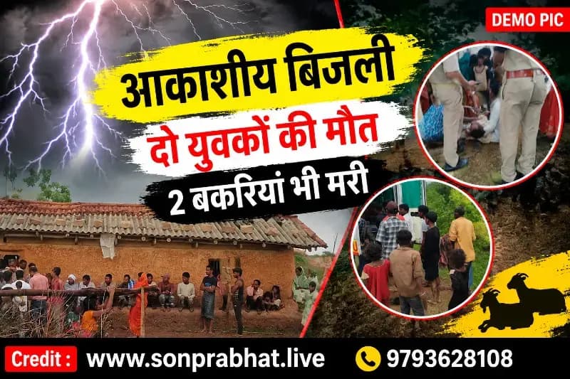 आकाशीय बिजली का कहर दो युवकों की मौत, और दो बकरियां भी मरी
