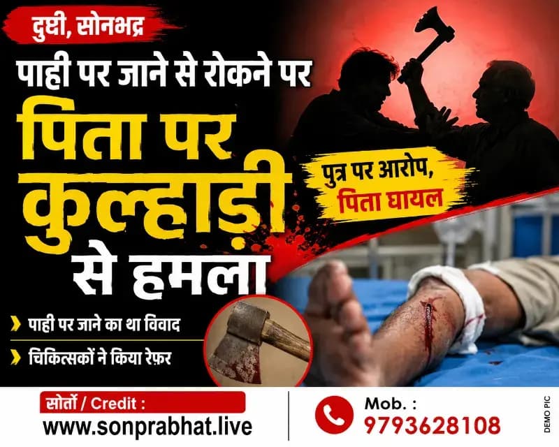 पाही पर जाने से रोकने पर पिता-पुत्र में विवाद, कुल्हाड़ी लगने से पिता घायल