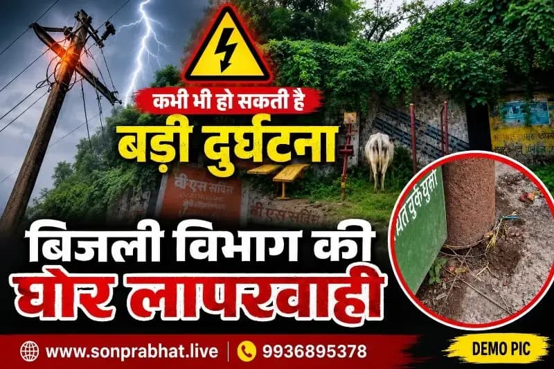 चुर्क में बिजली विभाग की लापरवाही, 11 हजार वोल्ट का तार झूल रहा; जर्जर खंभों से हादसे का खतरा