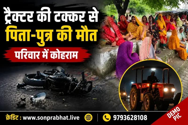 भीषण सड़क हादसा: ट्रैक्टर की टक्कर से बाइक सवार पिता-पुत्र की मौत, परिवार में मचा कोहराम
