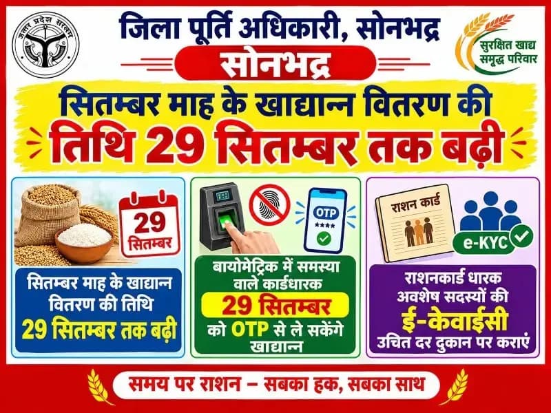 बायोमेट्रिक में दिक्कत वाले राशनकार्ड धारकों को राहत, 29 सितंबर को OTP से ले सकेंगे खाद्यान्न