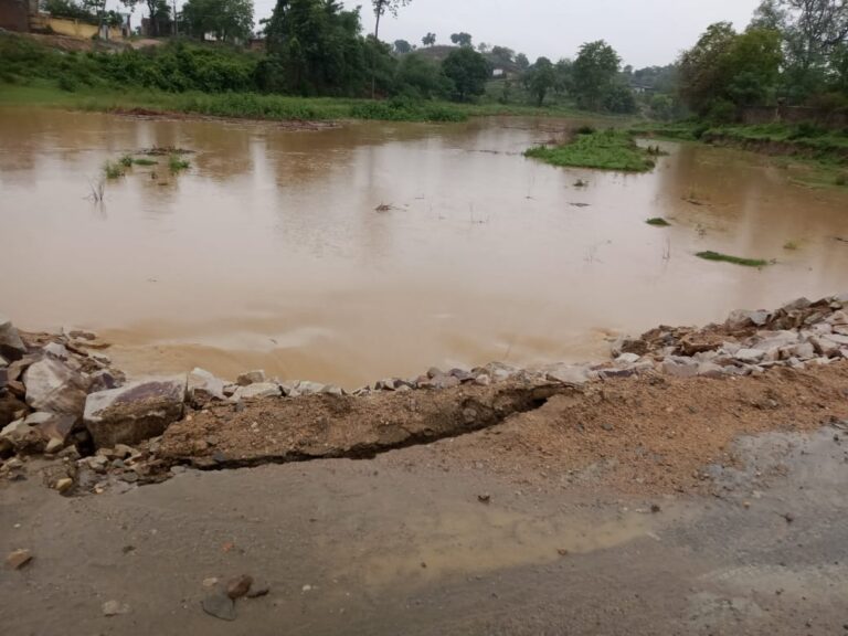 दुद्धी-: पहली बरसात में लौआ नदी रपटा लें रहा अन्तिम सांस, नदियां उफान पर।