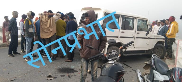 बोलोरो व बाइक की टक्कर में बाइक सवार घायल।