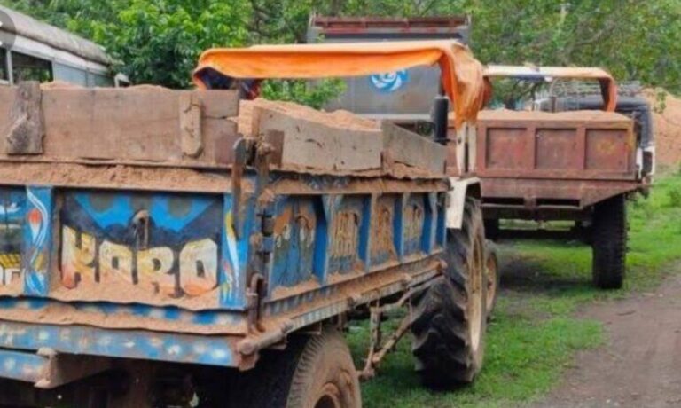 अवैध बालू लदी छ: टीपर पर पुलिस ने किया कार्यवाही।