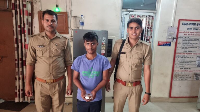 अनपरा पुलिस ने चोरी से संबंधित एक को किया गिरफ्तार, सोने के आभूषण।