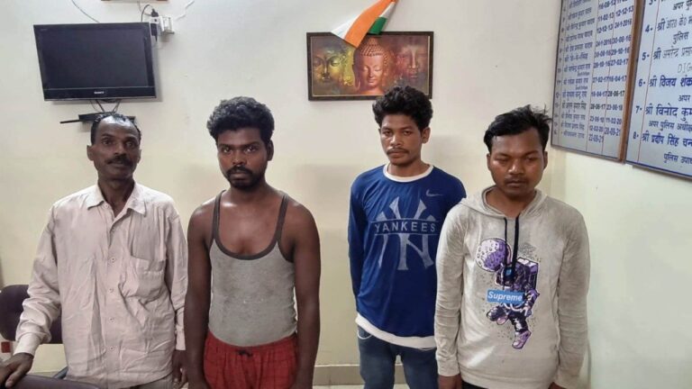 अनपरा पुलिस ने 80 लीटर अवैध कच्ची शराब के साथ चार को किया गिरफ्तार।