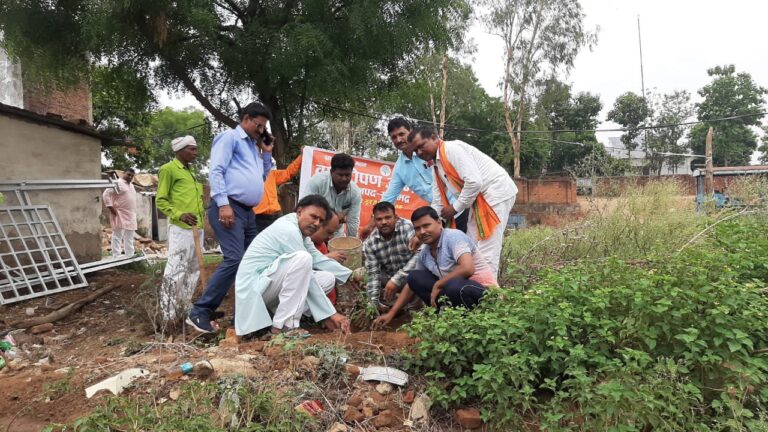 वृहद वृक्षारोपण के तहत भाजपा नेताओं,कार्यकर्ताओं ने किया वृक्षारोपण।
