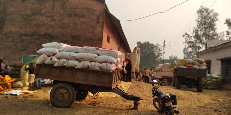 धान की खरीद तेजी से,धान खरीद केंद्रों पर किसान धान बेच रहे।