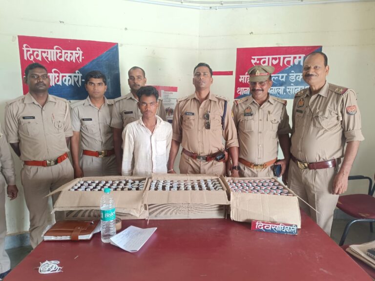 तीन पेटी सेल फ़ॉर एमपी अंग्रेजी शराब के साथ अभियुक्त गिरफ्तार