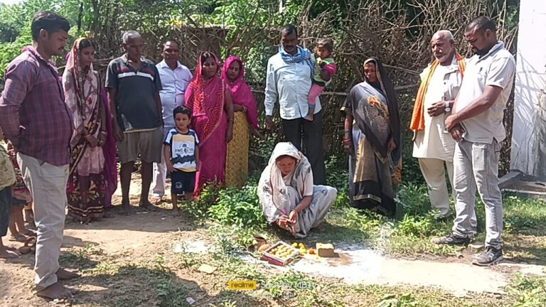 डाला-नगर पंचायत अध्यक्षा ने हाईमास्ट लाइट लगवाने हेतु किया भूमि पूजन