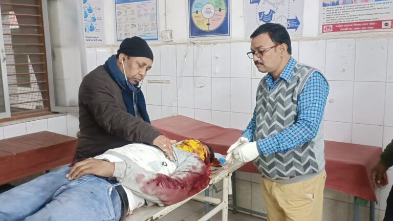 Breaking- खड़ी ट्रक मे बाईक सवार ने मारी टक्कर,गम्भीर।