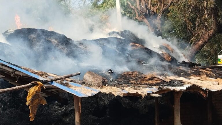 दुद्धी : संदिग्ध परिस्थितियों में पुआल में आग लगने से हजारों की क्षति, पीड़ित ने मुआवजे की मांग की