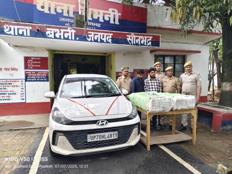 बभनी पुलिस ने नधिरा के पास एक औरा कार पकड़ा, गांजा की भारी खेप बरामद दो गिरफ्तार, इनोवा कार से थे ताल्लुकात।