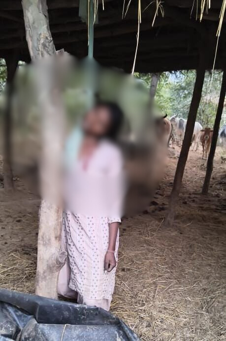 संदिग्ध परिस्थितियों में गाय बांधने वाले झोपड़ी में 22 वर्षीय युवती का दुपट्टा के सहारे लड़काता मिला शव।