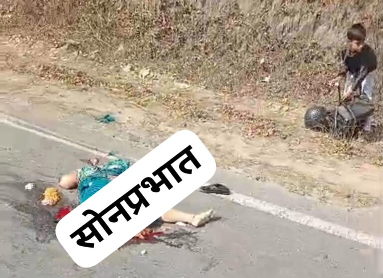 बाइक पर सवार महिला सड़क पर गिरी,अज्ञात वाहन ने रौंदा, मौत